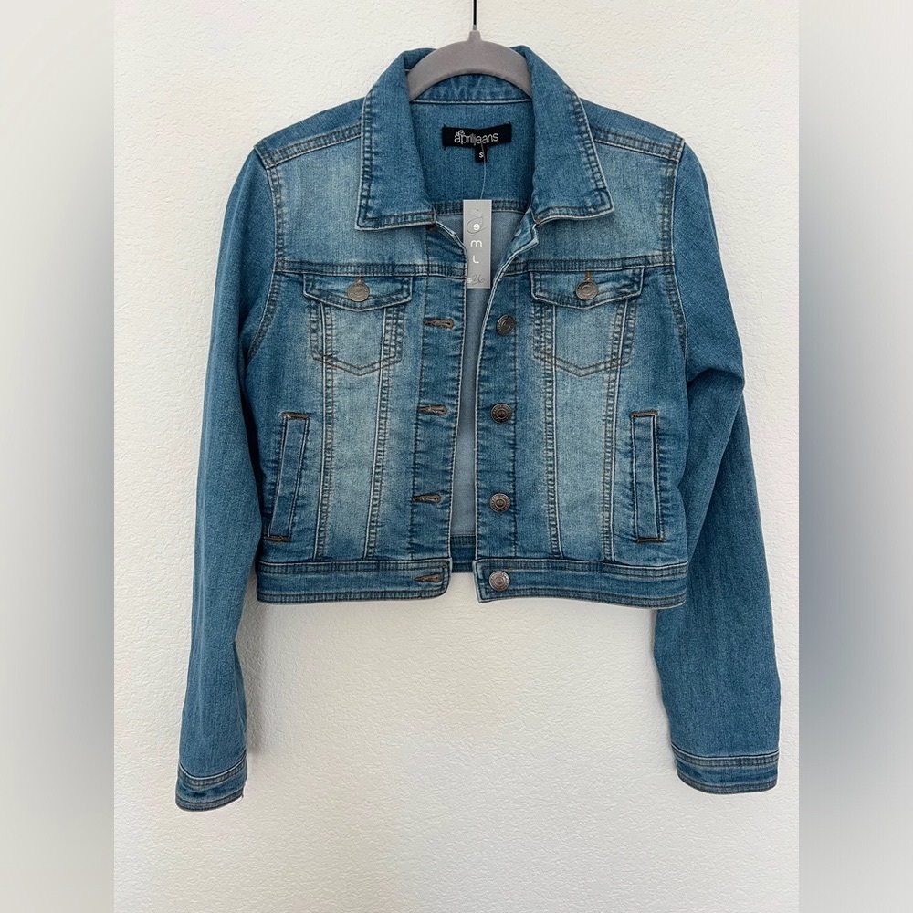 April Jeans Cropped Blue Denim Jean Jacket Size S